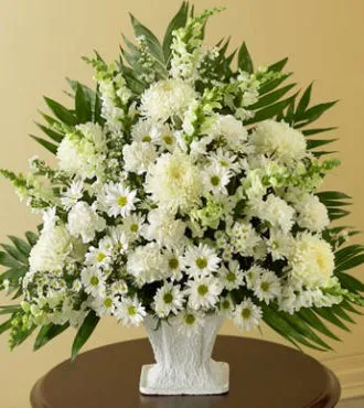 Sympathy Basket In White - Click Image to Close