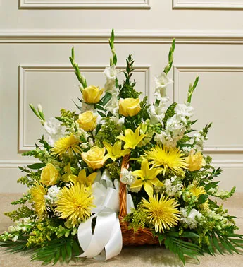 Yellow Sympathy Fireside Basket - Click Image to Close