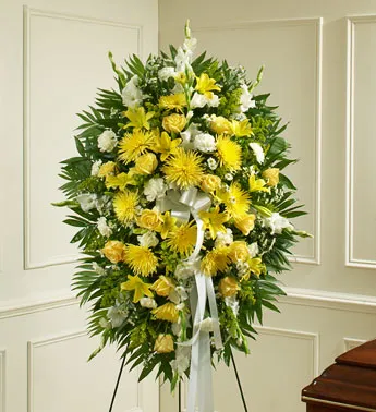 Yellow Sympathy Standing Spray - Click Image to Close