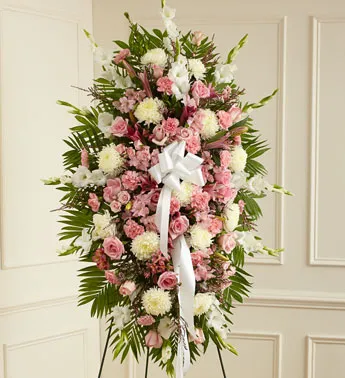 Pink And White Sympathy Standing Spray
