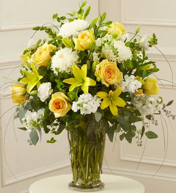 Yellow Sympathy Vase Arrangement - Click Image to Close