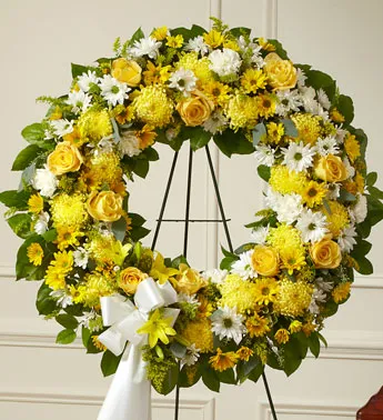 Yellow Sympathy Standing Wreath - Click Image to Close