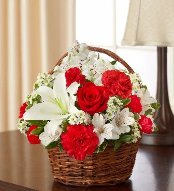Red & White Blessings Basket - Click Image to Close