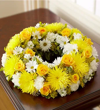 Yellow Sympathy Cremation Wreath - Click Image to Close
