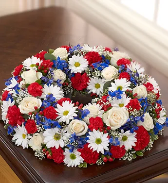 Red, White and Blue Cremation Wreath - Click Image to Close