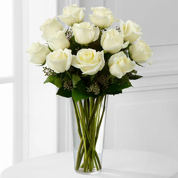 White Rose Bouquet - 1 Dozen - Click Image to Close