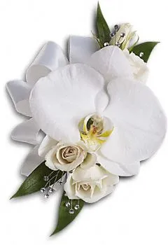 White Orchid And Rose Wrist Corsage - Click Image to Close