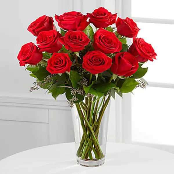 12 Red Roses - One Dozen Red Roses Bouquet - Click Image to Close