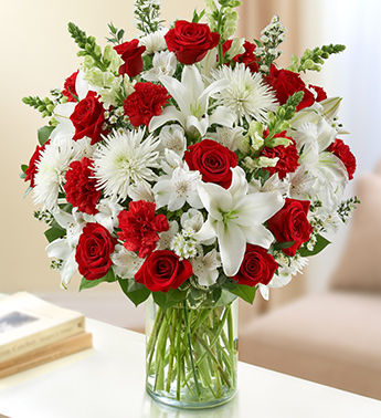 Red and White Sincerest Sorrow Arrangement - Click Image to Close