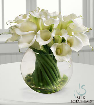 Calla Lilies in Glass Bubble Bowl Vase