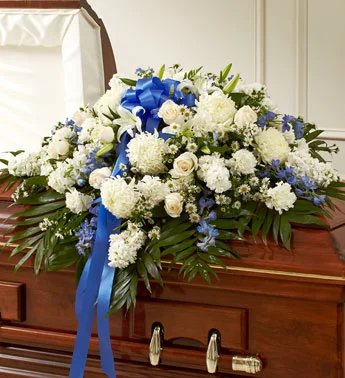 (image for) Blue and White Half Casket Cover
