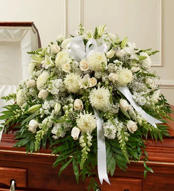 (image for) White Sympathy Half Casket Cover