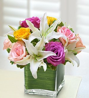 (image for) Modern Embrace Pastel Rose and Lily Cube