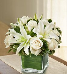 (image for) Modern Embrace White Rose And Lily Cube