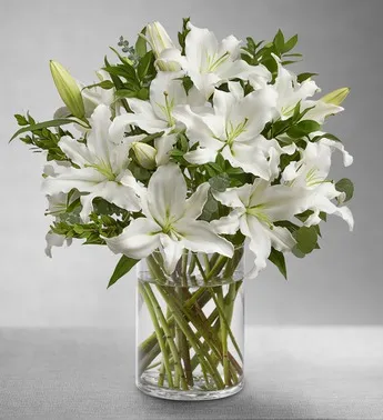 All White Lily Bouquet - Click Image to Close