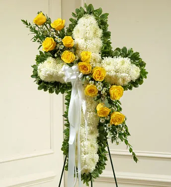 Yellow Sympathy Standing Cross - Click Image to Close