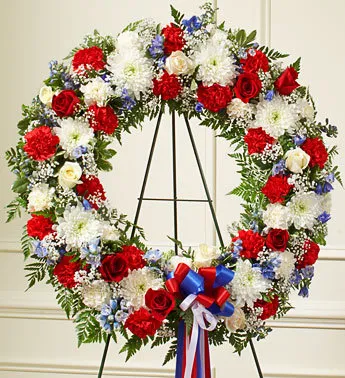Red, White and Blue Sympathy Wreath - Click Image to Close