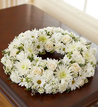 White Cremation Wreath - Click Image to Close