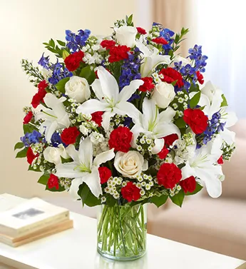 Red, White and Blue Sincerest Sorrow Arrangement - Click Image to Close