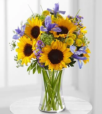 Meant to Shine Sunflower and Iris Bouquet - Click Image to Close