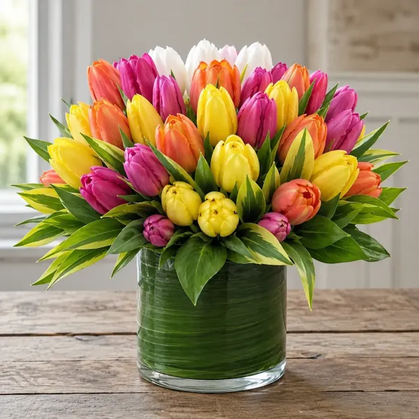 (image for) A Mixed Tulip Rainbow Bouquet - 40 Tulips