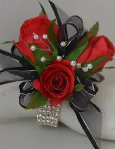 Red Rose Wrist Corsage - Click Image to Close
