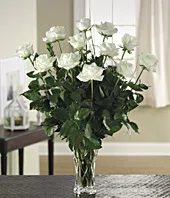 Sympathy Dozen White Roses - Click Image to Close