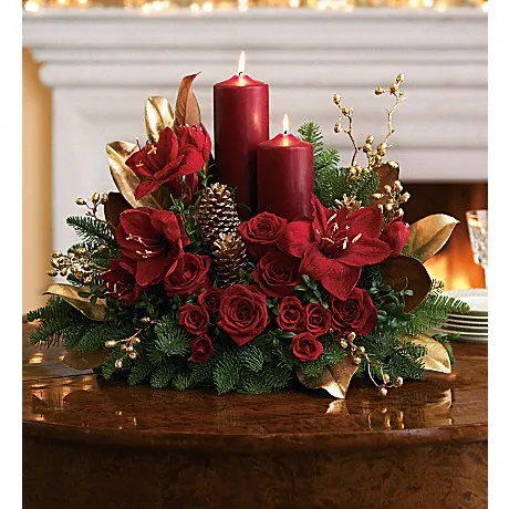 Candlelit Christmas Centerpiece - Click Image to Close
