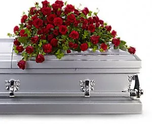 Red Rose Reverence Casket Spray - Click Image to Close