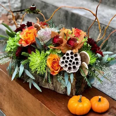 Fall Centerpiece in Wood Box