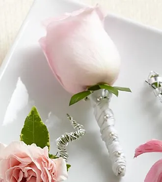 Pink Rose Boutonniere - Click Image to Close