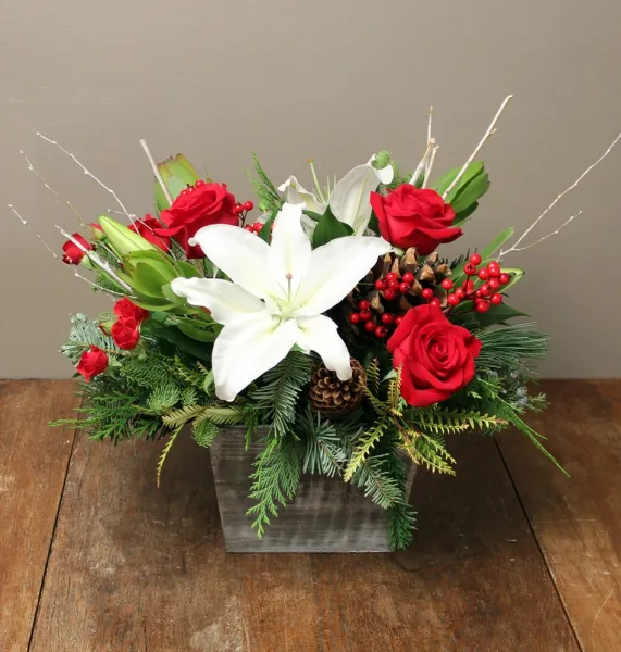 Holiday Merry & Bright Christmas Centerpiece Wood Box - Click Image to Close